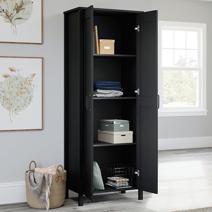 Sauder Select Two-Door Storage Cabinet, Versatile Home Storage Solution, Raven Oak Finish