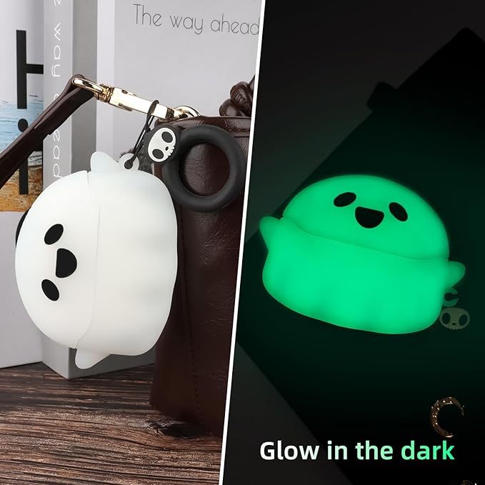 for AirPods Pro 3 Case Cover 2025 with Cleaner kit, Glow-in-The-Dark Cute Ghost Case for Apple AirPods Pro 3rd Generation, Soft Silicone Anime Funny AirPods Pro 3 Case for Women Men