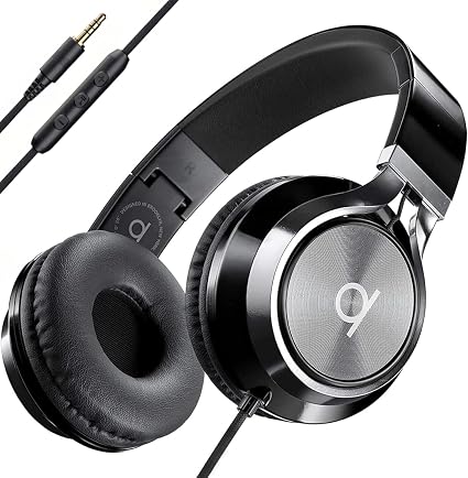 ARTIX CL750 Wired Headphones with Mic — Noise Isolating On-Ear Headphones for Computer and Laptop Wired, Plug in Corded Headphone with Wire (Foldable, Aux Jack 3.5mm)