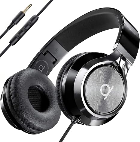 ARTIX CL750 Wired Headphones with Mic — Noise Isolating On-Ear Headphones for Computer and Laptop Wired, Plug in Corded Headphone with Wire (Foldable, Aux Jack 3.5mm)