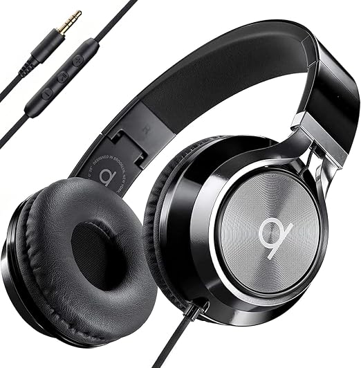 ARTIX CL750 Wired Headphones with Mic — Noise Isolating On-Ear Headphones for Computer and Laptop Wired, Plug in Corded Headphone with Wire (Foldable, Aux Jack 3.5mm)