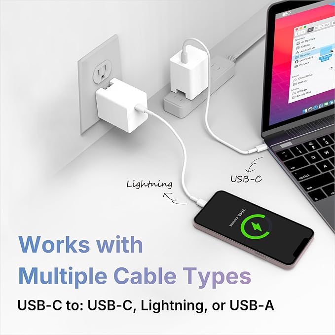USB-C Charger iPhone Flash Drive: 65W Fast Charging, 128GB Apple MFi Certified for iPad, Android, Laptop, MacBook, Backup Storage, External Memory, PD Power Adapter, iXCharger