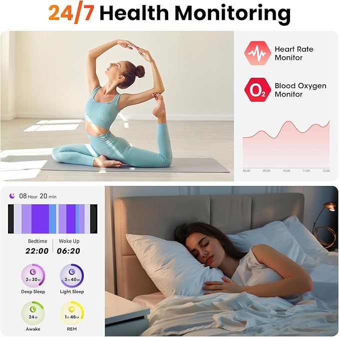 Hwagol Smart Watches for Women Android Phones iPhone Compatible(Bluetooth Call),1.39'' Round Fitness Tracker Heart Rate/SpO2/Sleep Monitor,100+Sport Modes Pedometer (Silver)