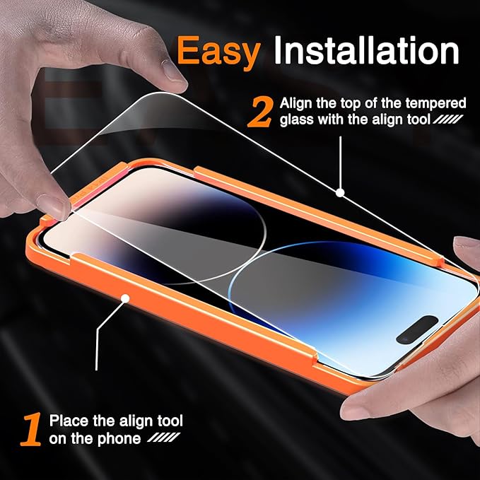 Wiaocit 3 Pack Tempered Glass Screen Protector for iPhone 14 Pro with 3 Pack Camera Lens Protector, 9H Hardness, Bubble Free, Case Friendly