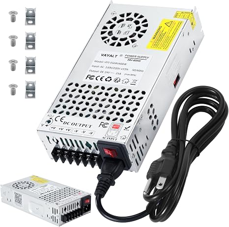 VAYALT 24V 25A 600W DC Switching Power Supply, Universal Regulated Switching AC 110V/220V to DC 24V Transformer, 24V Power Supply for Industrial, CCTV, Computer Project, 3D Printer, LED Strip Light