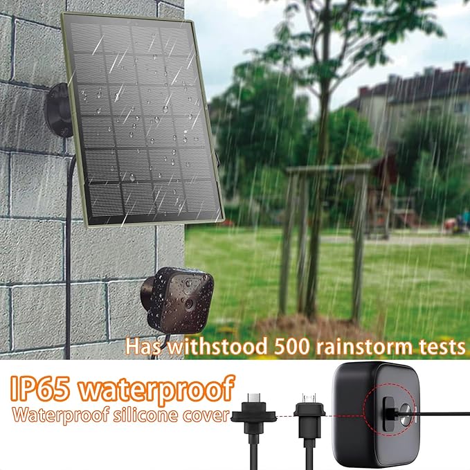 3W/5V Solar Panel with Biuld-in 6000mAh Batteries,Compatible with Blink Camera,for Blink Outdoor 4(4th Gen)/Outdoo/Indoor (3rd Gen) XT3 and XT/XT2 Camera,IP65,with 9.8ft/3m Cable,Easy to Install