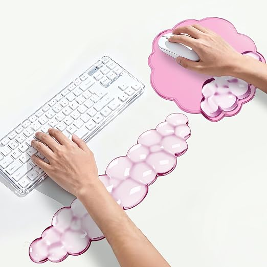 Gel Keyboard and Mouse Wrist Rest Set for Computer, Pink