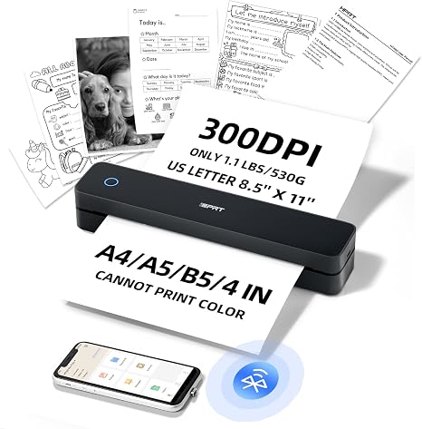 Portable Printer Wireless for Travel, Inkless Bluetooth Thermal Printer