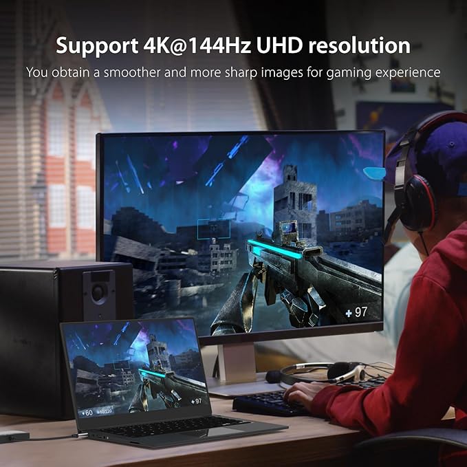 j5create 8K USB Type C to Dual HDMI Display Adapter - Single 8K60/4K144 or Dual 4K60 - Support MST Extended Mode, for Gamers and Professionals, Suitable for Windows Laptop (JCA465)