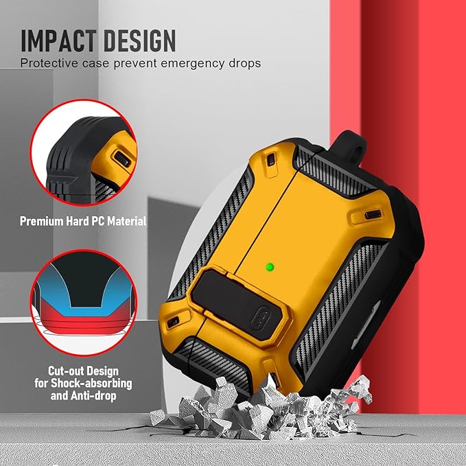 Maxjoy for AirPods Pro 3 Case (2025), Hard Shell Protective Cover Compatible with Airpods Pro 3rd Generation Case with Keychain Cleaner Kit for Men Women, Yellow