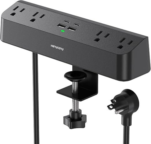 Desk Clamp Power Strip with PD 30W USB C, Desk Edge Mount Charging Station