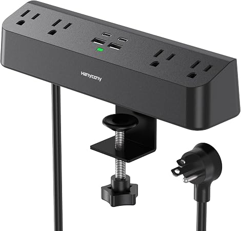 Desk Clamp Power Strip with PD 30W USB C, Desk Edge Mount Charging Station