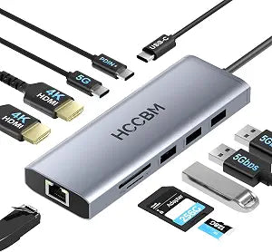 USB C Laptop Docking Station Dual HDMI Monitor, 10-in-1 USBC Hub Dongle Dock with 2 HDMI 4K@60Hz, PD Charging, SD/Micro SD for Laptop MacBook/HP/Dell/Surface/Thinkpad… - Image 1