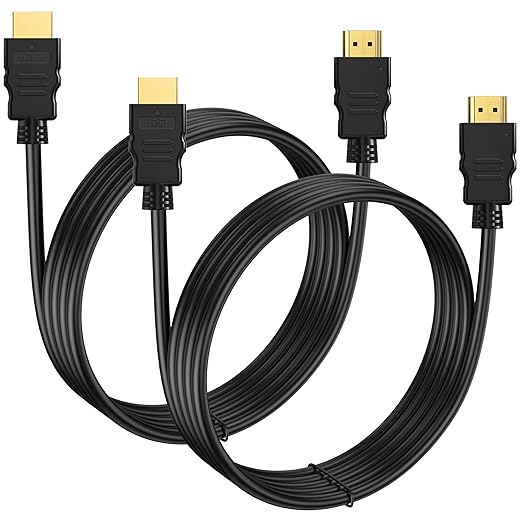 4K HDMI Cable 3 FT 2-Pack, Shielded 3FT HDMI Computer Monitor Cord 4K@60Hz - HDCP 2.2, HDR, 3D, eARC, ARC & CL3 Rated | for TV, Laptop, Monitor, PS5, PS4, Xbox One, Fire TV, Soundbar, Roku & More
