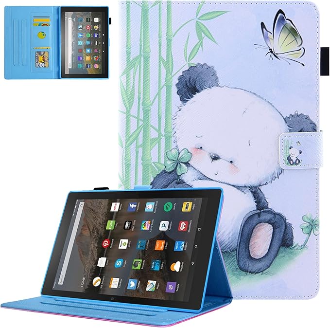 Dteck for Fire Max 11 Tablet Case - 11" PU Leather Protective Folio Fold Stand with Auto Sleep Wake, Adjustable Viewing Angles, 4 Card Slots, Lightweight Slim Panda Case