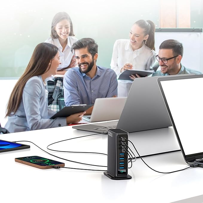 520W USB C Charger Block | 8 Ports GaN Fast Charging Station Hub|PD 100w Type C & USB A Laptop Cell Phone Charger Adapter | for MacBook Air/Pro, iPhone, iPad, Game Consoles | Travel Home Office Use