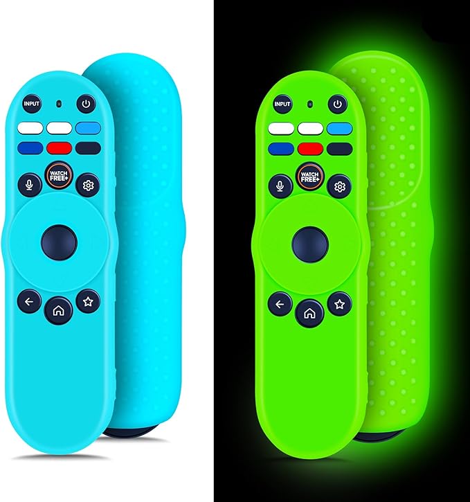 PZL 2 Pack Glow Silicone Case for Vizio TV Voice Remote Control, Remote Cover for XRT270 Remote (Blue+Green)