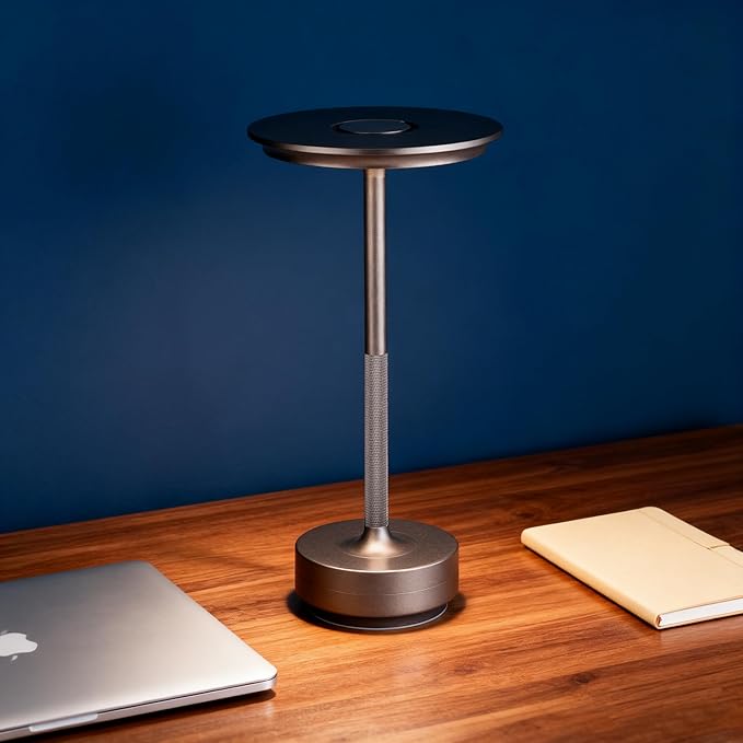 2-Pack Cordless Table Lamp Rechargeable - 5000mAh Battery Operated LED Table Light with Touch Stepless Dimming - Portable Coffee Metal Outdoor Lamp for Patio, Restaurant, Living Room