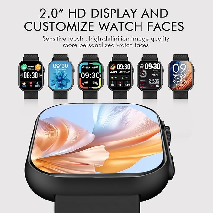 Smart Watch for Men Women (Answer/Make Calls), 2.0" Fitness Tracker with 100+ Sport Modes, Heart Rate/Sleep Monitor, Pedometer, SpO2, IP68 Waterproof Smart Watch for Android iOS Phones