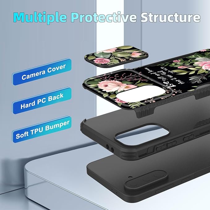 for Galaxy A36 5G/A56 5G Case Built in Slide Camera Lens Cover,Heavy Duty Shockproof Protection Dual Layer Case for Samsung Galaxy A36 5G/A56 5G 6.7" 2025,Flower Bible Verse Psalm 46:10