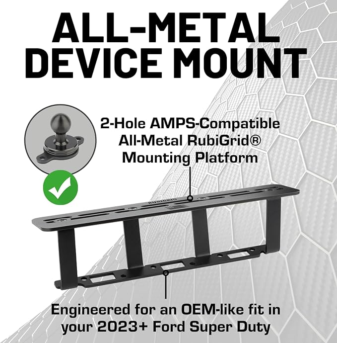 Bulletpoint Mounting Solutions RubiGrid Metal Center Console Mount Phone Holder Compatible with 2023+ Ford Super Duty (Magsafe Compatible)