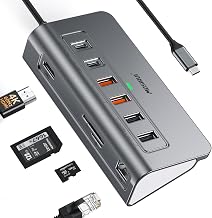 USB C Hub Ethernet,10-in-1 USB C Docking Station with 4K@60Hz HDMI,1Gbps Ethernet, PD 100W,Type C & 2 USB A 3.2 10Gbps, 2 USB A 2.0, SD/TF, Aluminum USB Hub for Laptop,PC, iPhone 17/16,Mac - Image 1
