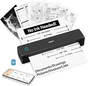 HPRT Portable Thermal Inkless Travel Printer & 10sheets Matte Black