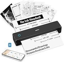 HPRT Portable Thermal Inkless Travel Printer & 10sheets Matte Black
