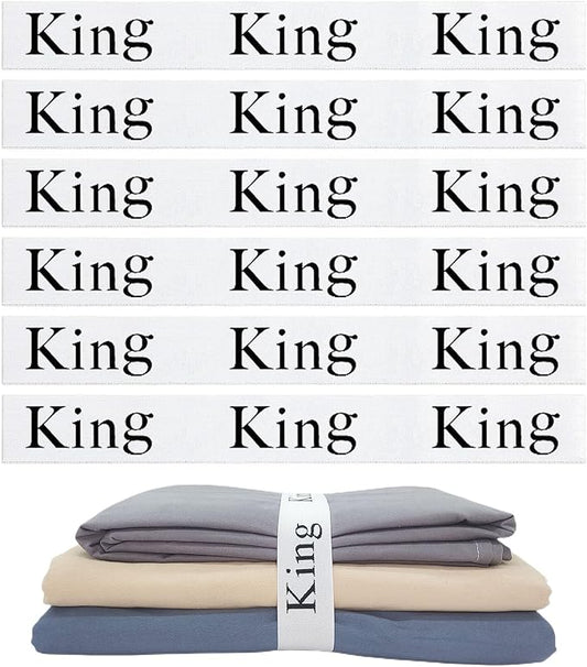 6 Pieces Bed Sheet Organizer Bands, Sheet Organizers and Storage Label Bands, Sheets Organizer for Closet, Sheet Label for Bedding, Sheet Keepers Linen Labels Bedding Bands (White, 6Pcs King)