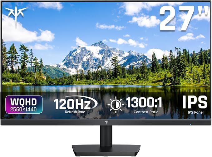 KTC 27 Inch Computer Monitor, QHD 2K 120Hz Monitor, IPS Panel, H27D9
