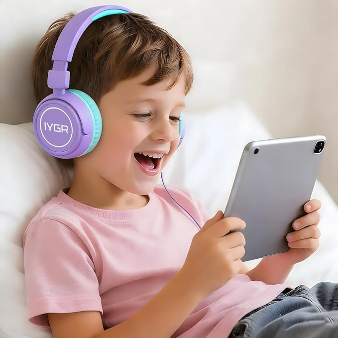 K6 USB C Kids Headphones, 85dB Safe Volume Headphones for Kids, Stereo Sound Foldable Headphone for School, Comfortable Fit On-Ear Headphone for Smartphones/iPad/Tablet/Plane/Travel