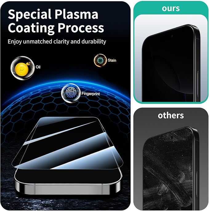 Privacy Screen & Camera Lens Protector for Samsung Galaxy S24 Ultra, Anti-Spy Tempered Glass, Dark Private Black Protection, 9H Hardness Anti-Scratch 2.5D Curved Edges Case-Friendly, 3 Pack Each
