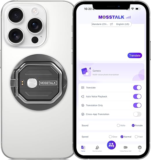 Portable Translator, AI-Powered Real-Time Translation, Supports 140+ Languages, Simultaneous Translation, 1v1 Communication, Perfect for Travel & Business