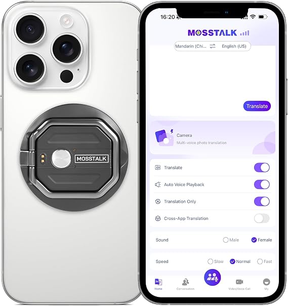 Portable Translator, AI-Powered Real-Time Translation, Supports 140+ Languages, Simultaneous Translation, 1v1 Communication, Perfect for Travel & Business