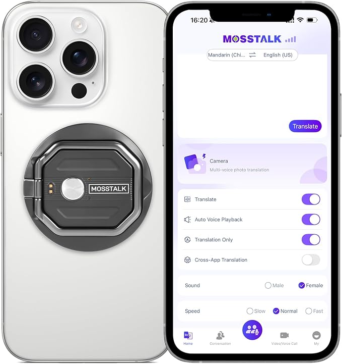 Portable Translator, AI-Powered Real-Time Translation, Supports 140+ Languages, Simultaneous Translation, 1v1 Communication, Perfect for Travel & Business