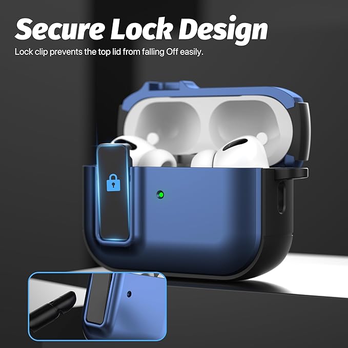Valkit Compatible Airpods Pro 2nd/1st Generation Case with Cleaner Kit, Secure Lock Airpods Pro 2 Case Cover Magnetic Ready, Shockproof Protective Case for Airpods Pro 2nd/1st Gen(2023/2022/2019)