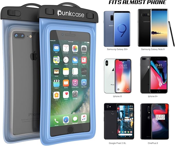 Waterproof Phone Pouch, PunkBag Universal Floating Dry Case Bag for Most Cell Phones incl. iPhone 8 Plus & Samsung Galaxy S9 | Perfect for Keeping Your Cellphone & Valuables Dry and Safe