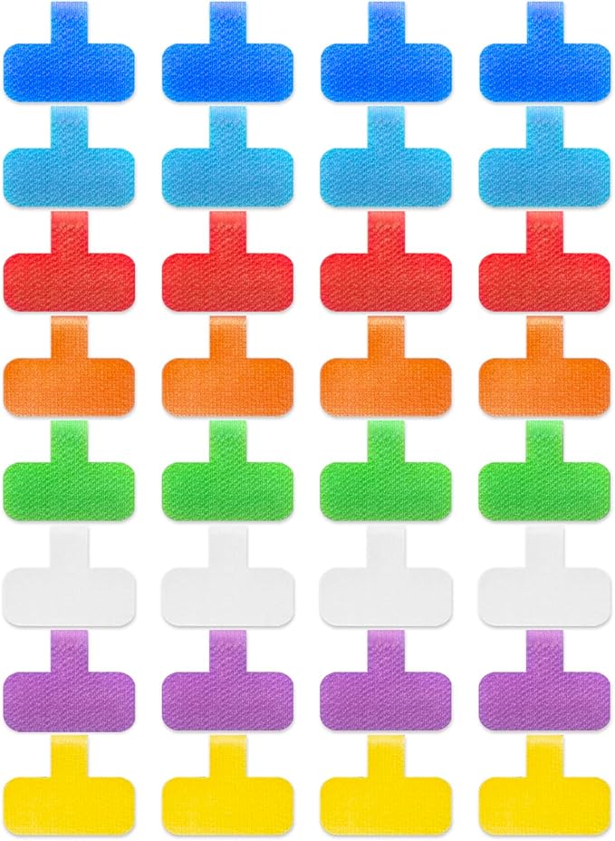 32 Pcs Multi-Color Write On Cord Labels, Assorted Colors, 1.5" x 0.67" for Electronics, Computers Cable Management and Identification