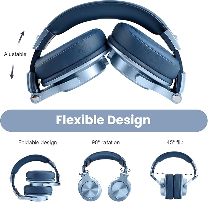 OneOdio A71 Hi-Res Studio Recording Headphones - Wired Over Ear Headphone with SharePort, Monitoring Mixing Foldable Headset with Stereo Sound, 3.5/6.35MM Jack for PC Computer DJ Guitar-Sky Blue