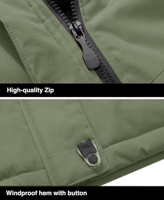 MAGCOMSEN Men's Winter Coats Water Resistant Ski Snow Jacket Warm Fleece Jacket Parka Raincoats With Hood Multi-Pockets