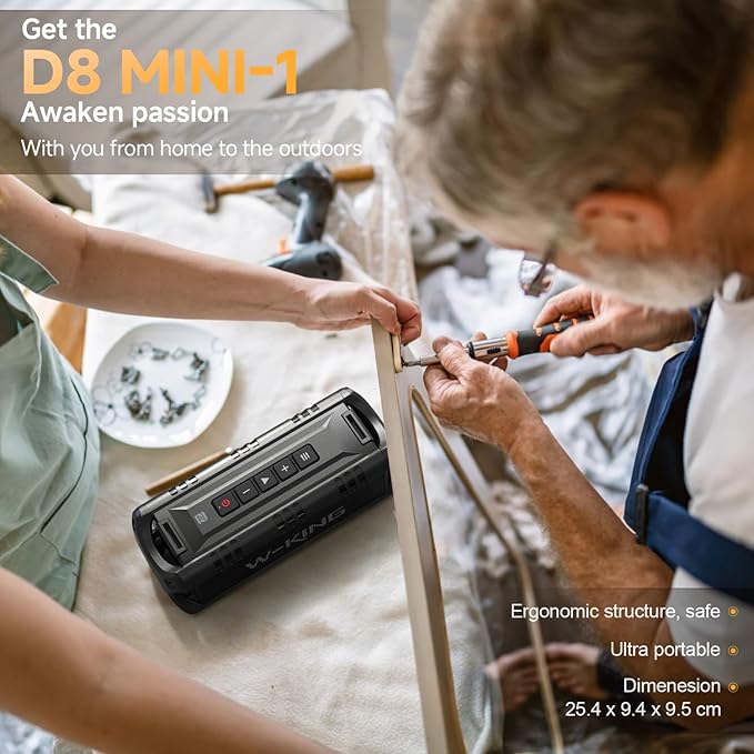 W-KING Portable Bluetooth Speakers Wireless, (60W Peak) 30W RMS IPX6 Waterproof Outdoor Loud Speaker Boombox, 24H, EQ, AUX, TF Card, USB Playback, Powerful Bass Speaker for Home, Party, Camping, Pool