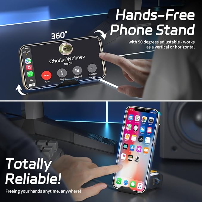 Secure Lock Case for AirPods 4 with Phone Stand, Cleaning Kit & Keychain, Shockproof Protective Cover Compatible with Apple AirPods 4th Gen 2024 for Men Women, Anti-Scratch