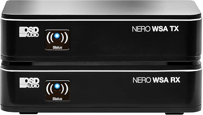OSD Audio Wireless 5.8G Subwoofer Transmitter/Receiver Kit Dual Source, Diversity Antennas and Brackets Nero WSA