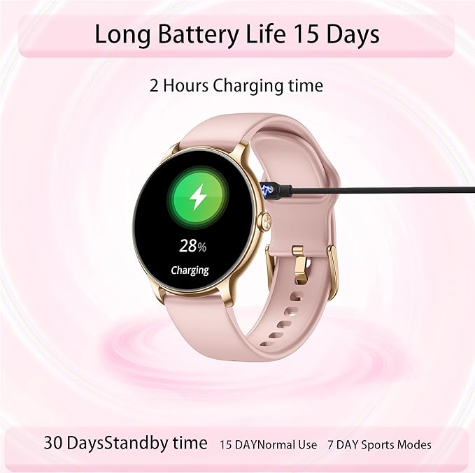 Smart Watch for Women Ultra Slim,1.32" AMOLED Fitness Tracker with Heart Rate, Blood Oxygen, Sleep Monitor, Pedometer, Bluetooth Call, IP68 Waterproof, iPhone & Android - Pink