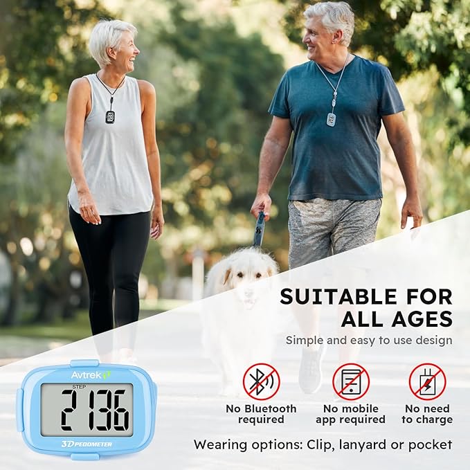 3D Step Counter Clip On with LED Backlight Pocket Pedometer for Walking Outdoor Activities Fitness Tracker Without Smartphone