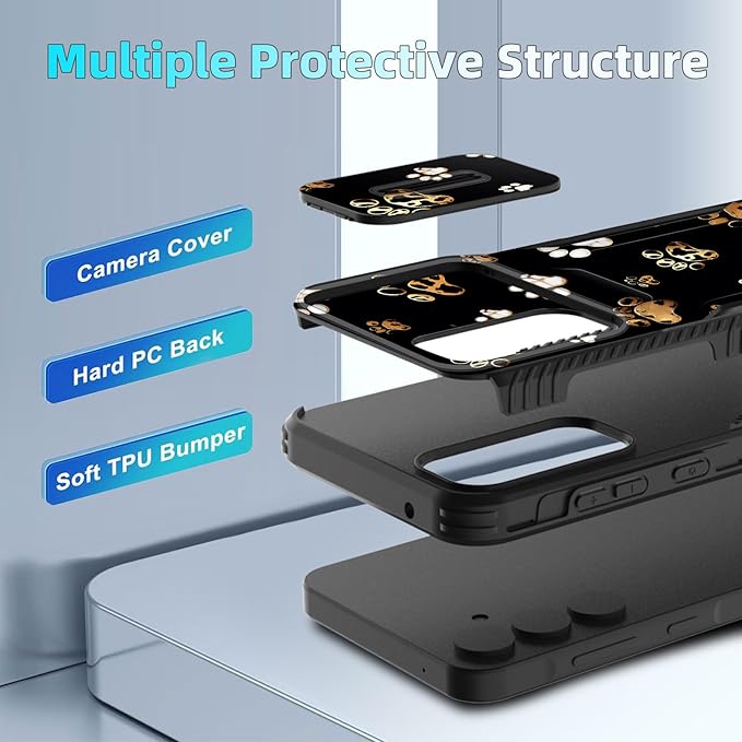 for Galaxy A35 5G Case Built in Slide Camera Lens Cover,Heavy Duty Shockproof Protection Dual Layer Case for Samsung Galaxy A35 5G 6.6 inch 2024,Cute Dog Paw Prints
