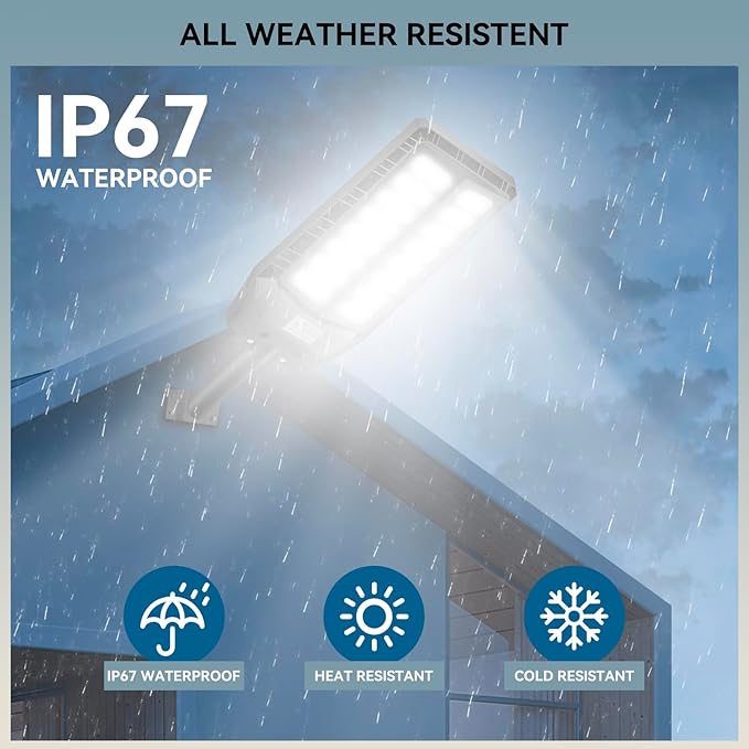 8000W Solar Lights Outdoor, Solar Street Lights Outdoor Waterproof with Motion Sensor and Remote Control, 6500K Dusk to Dawn Security Flood Light for Outside, Yard, Parking Lot, Garden, 2 Pack