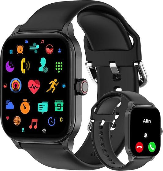 Smart Watch (Answer/Make Call), 1.85" Smartwatch for Android Phones and iPhone with Heart Rate,Sleep Monitor,Pedometer, 100+Sports Fitness Watch, IP68 Waterproof Fitness Tracker for Men Women