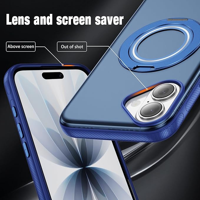 for iPhone 17 Case [Compatible with Magsafe] [15 FT Military Grade Drop Protection] with Screen Protector & Lens Protector,Shockproof Kickstand Phone Case for iPhone 17 (Blue)