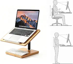Laptop Stand for Desk, Adjustable Wood and Bamboo Base (Large)